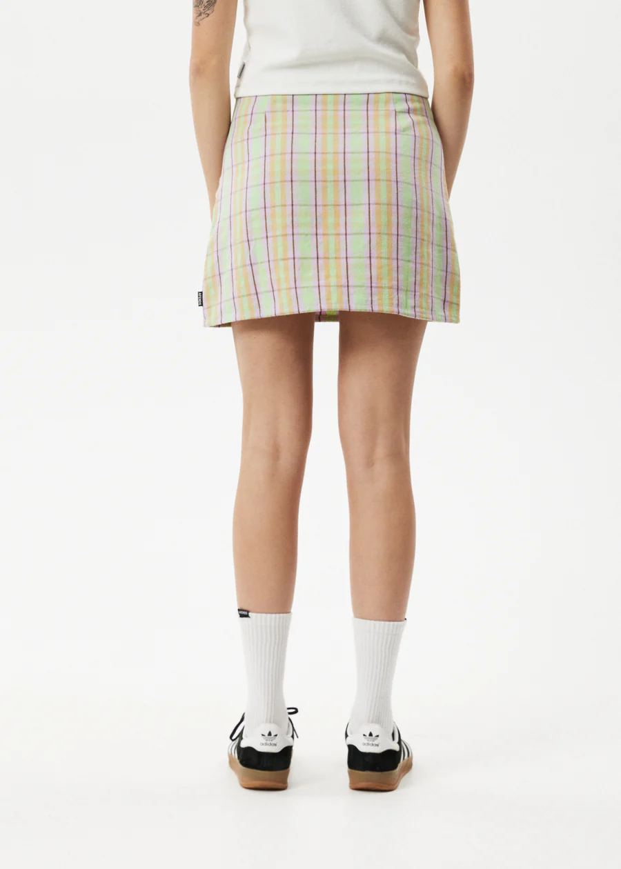 Afends Kali Mini Skirt - Pistachio Check