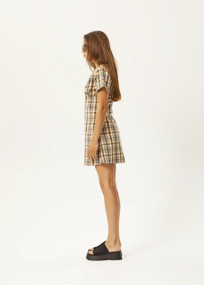 Afends Check Out Tea Dress  - Moonbeam Check