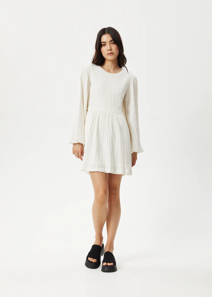 Afends Focus Seersucker Mini Dress - White