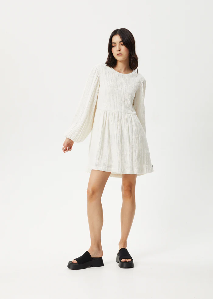 Afends Focus Seersucker Mini Dress - White