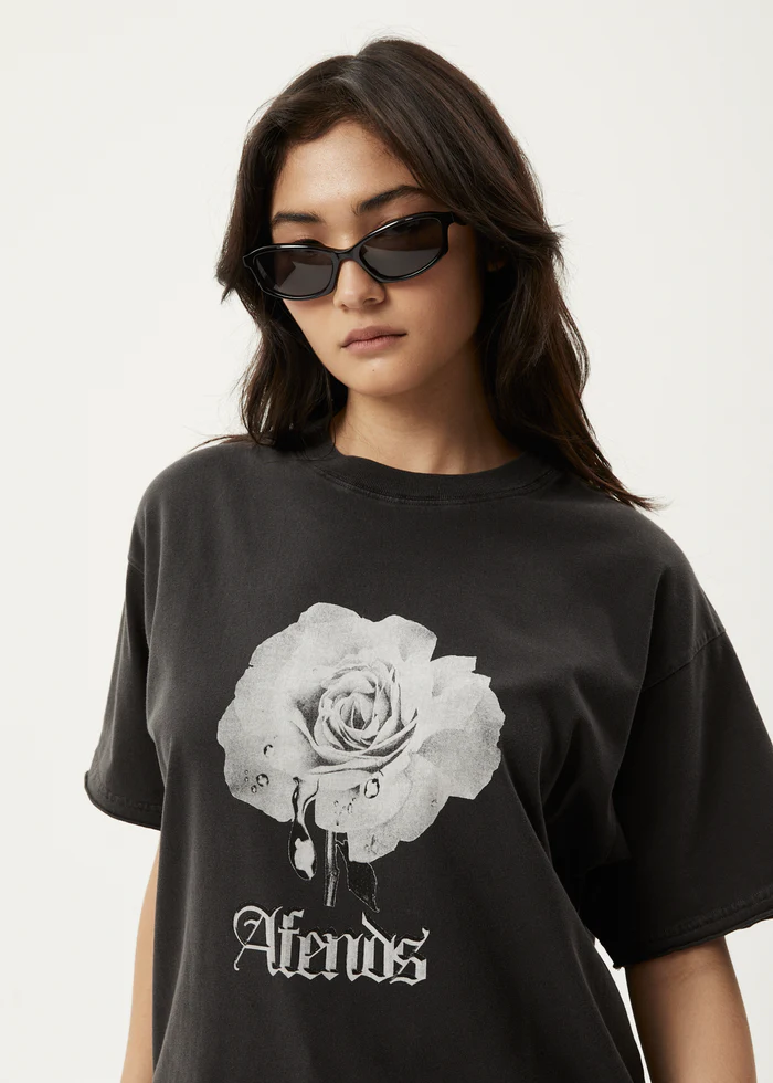 Afends Sweet Juliet Oversized Tee - Stone Black