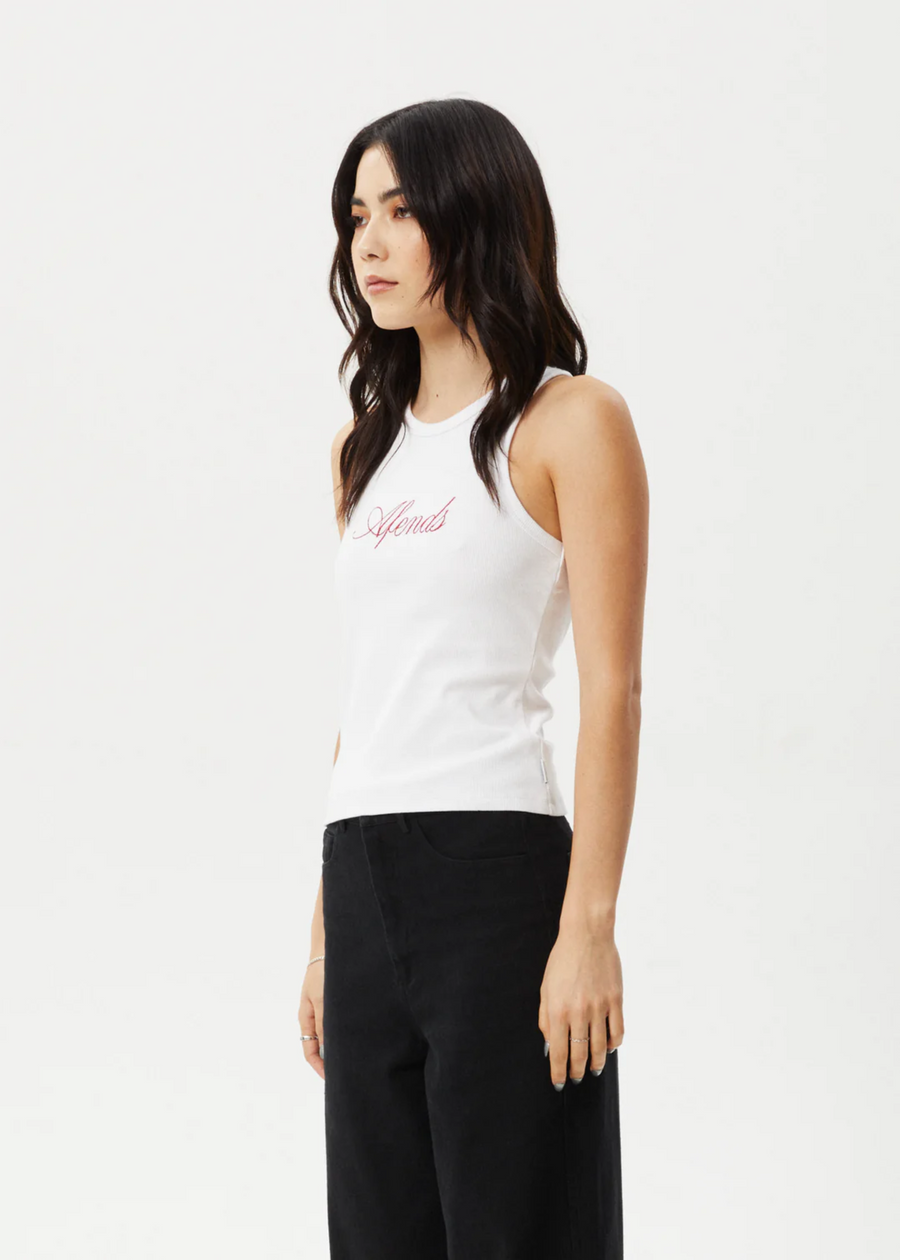 Afends Notice Ribbed Singlet - White