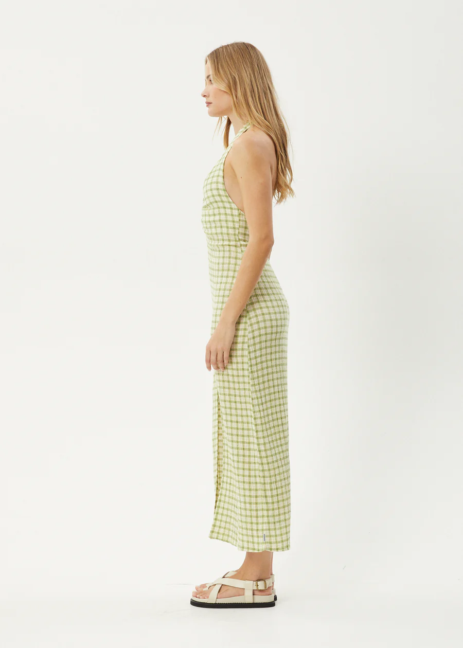 Afends Darcy Check Maxi Dress - Lemongrass Check