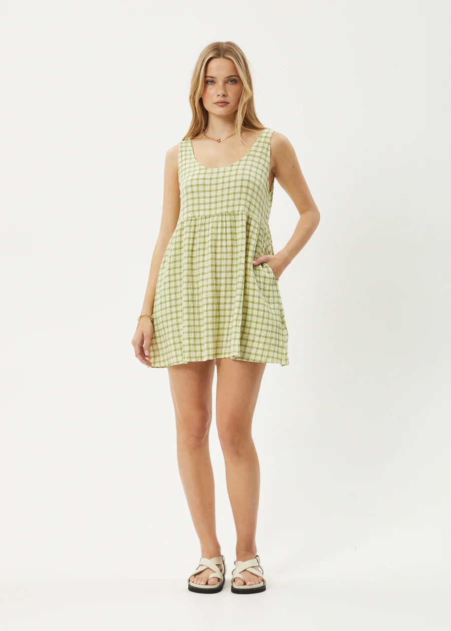 Afends  Darcy Jesse Seersucker Hemp Mini Dress - Lemongrass