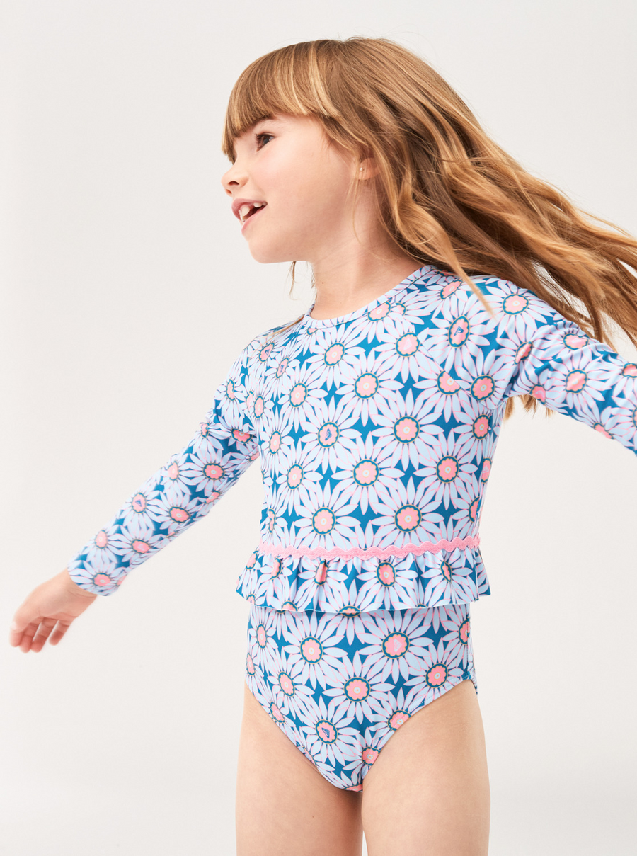 Roxy Bold Florals LS  Onesie- Crystal Teal Sol Flower