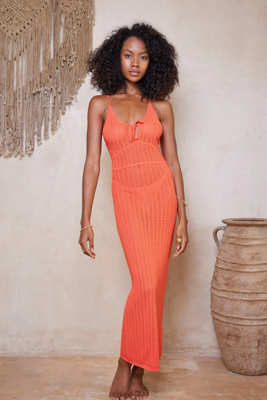 Tigerlily Leilanni Midi Dress - Hot Coral