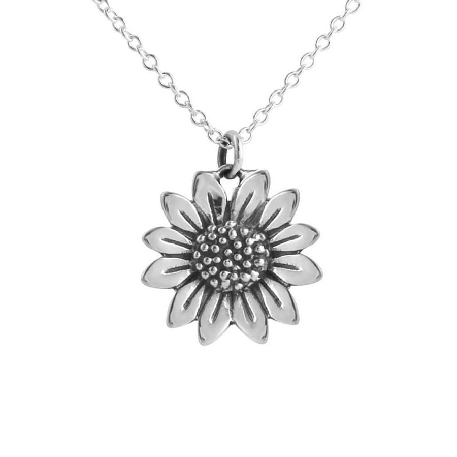 Midsummer Star Silver Blossoming Sunflower Necklace