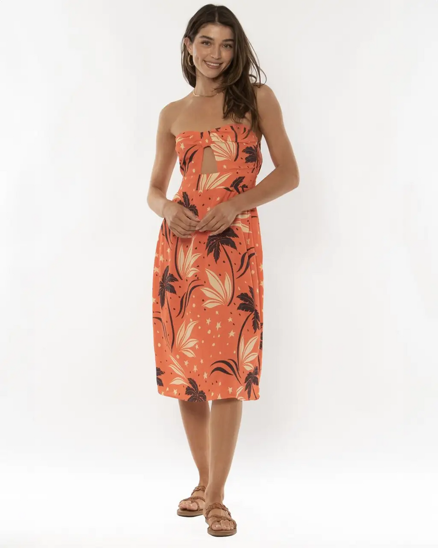 Amuse Society  Peek -a- Boo Strapless Woven  Dress  -  Afterglow