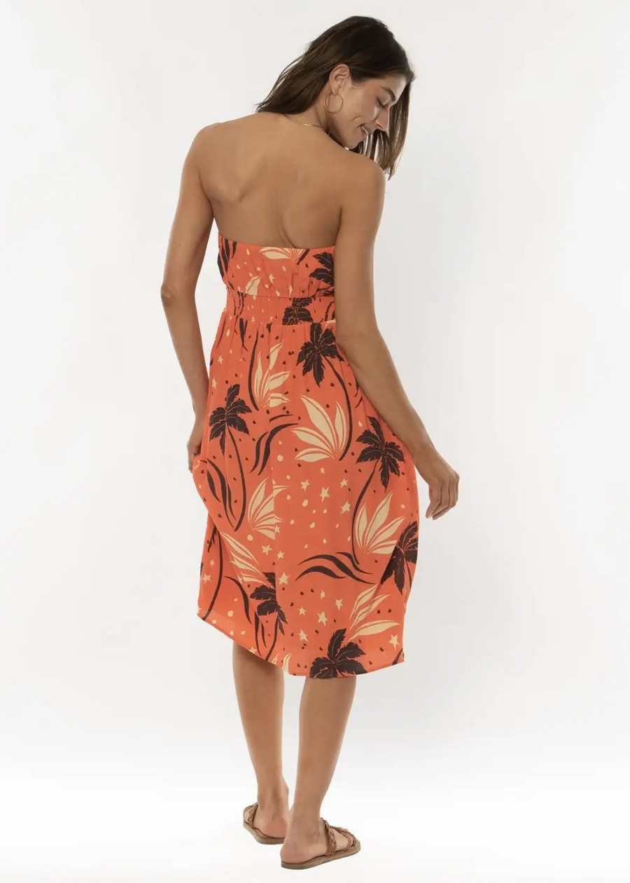 Amuse Society  Peek -a- Boo Strapless Woven  Dress  -  Afterglow