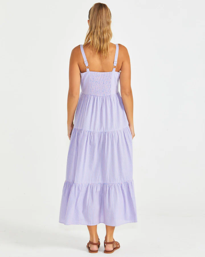 Sass Phillipa Tiered Maxi Dress - Blue/ Pink Gingham