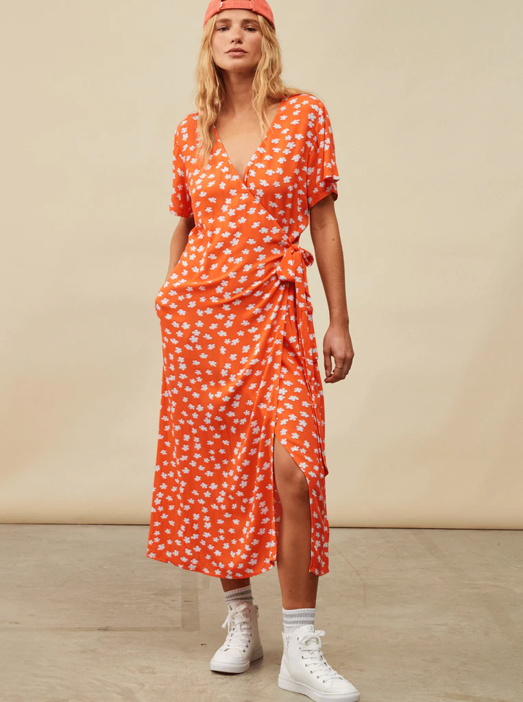 Roxy Indigo Sand Wrap Dress - Tiger Lily Flower Rain