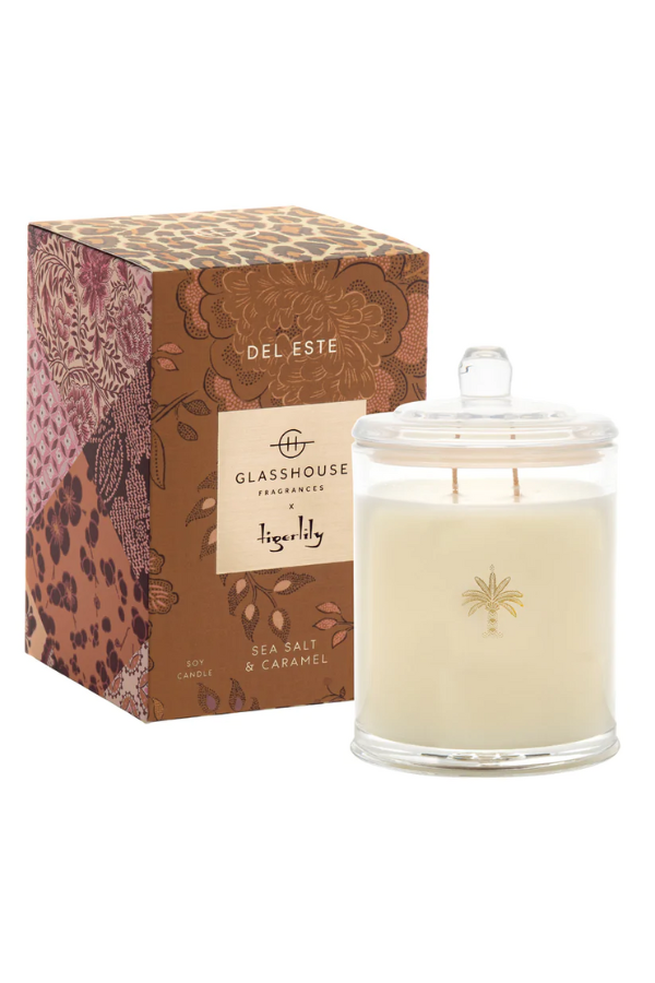 Glasshouse x Tigerlily Del Este Candle- Sea Salt & Caramel