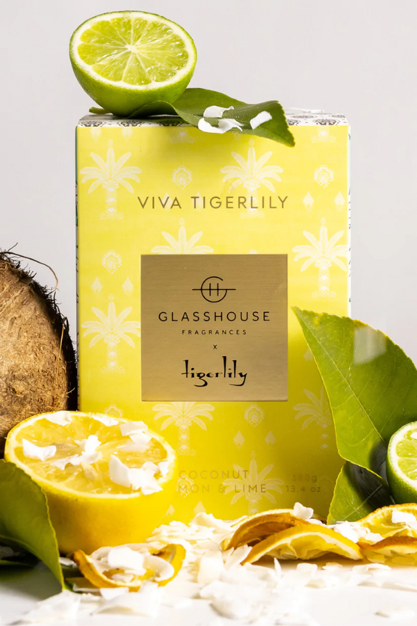 Glasshouse x Tigerlily Viva Tigerlily  Candle- Coconut, Lemon & Lime