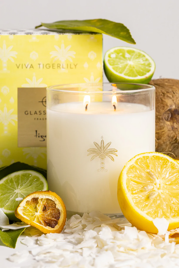 Glasshouse x Tigerlily Viva Tigerlily  Candle- Coconut, Lemon & Lime