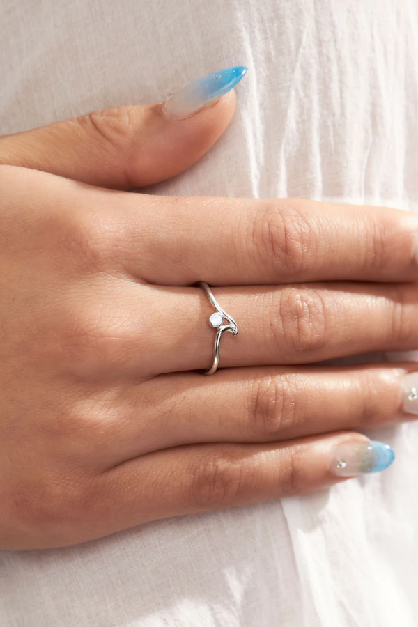 Midsummer Star Dainty Ripple Moonstone Ring