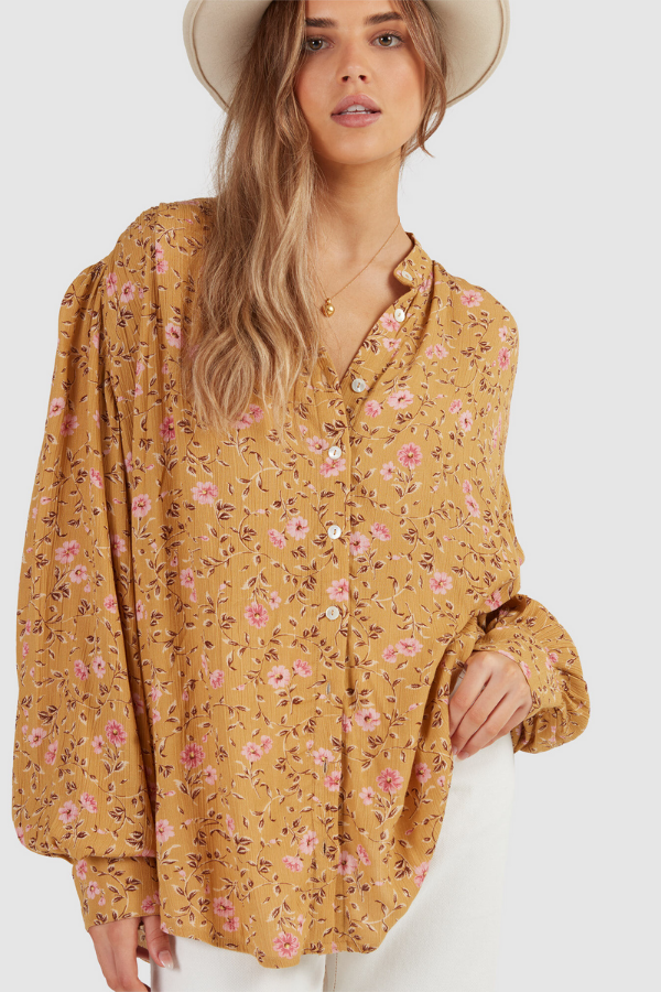 Billabong Shine On Eco Blouse - Mustard