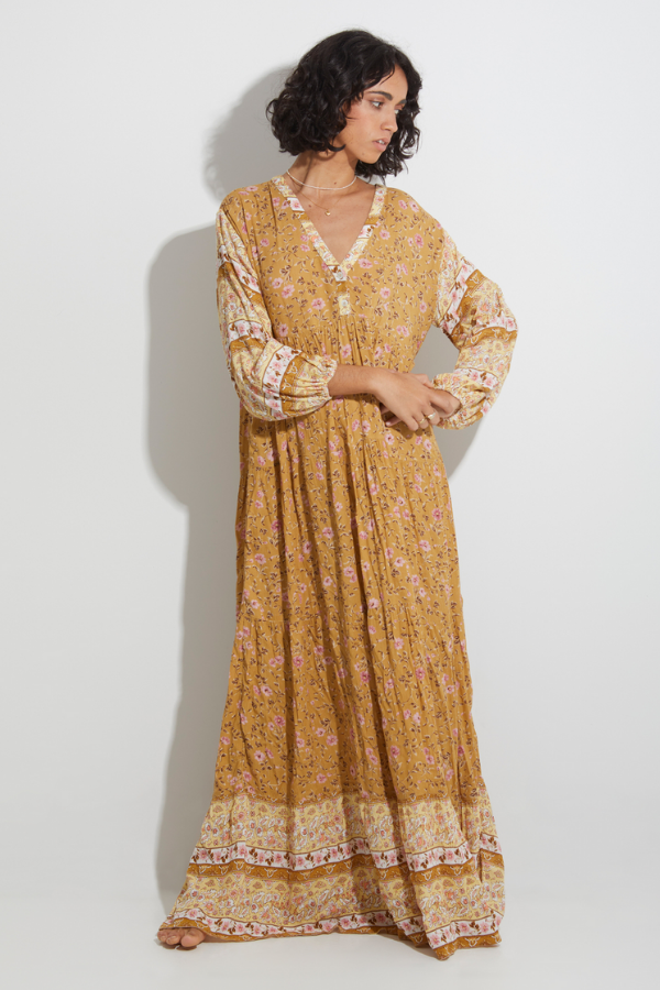 Billabong Shine On Eco Maxi Dress - Mustard