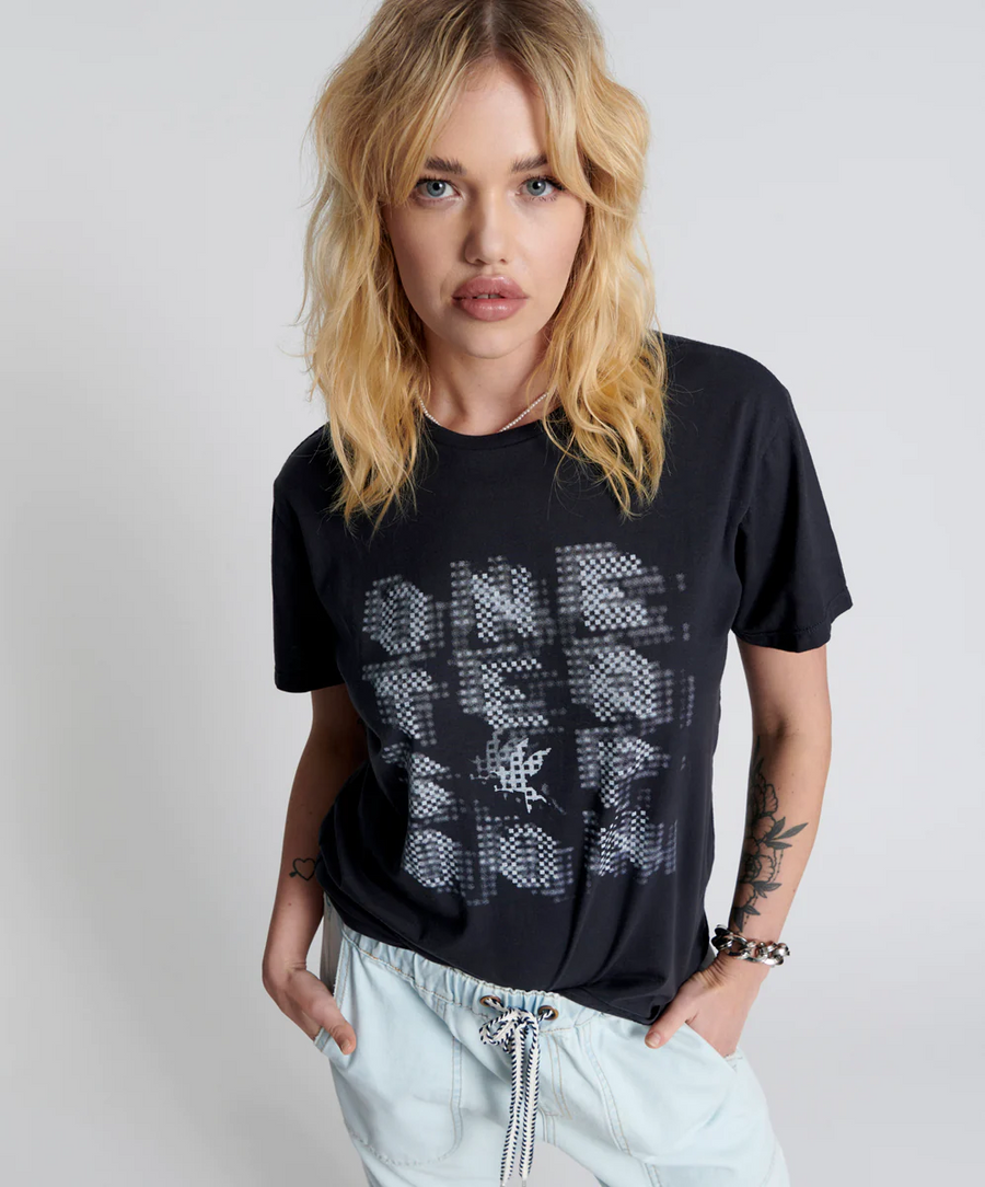 One Teaspoon Poster Print Crew Tee - Black