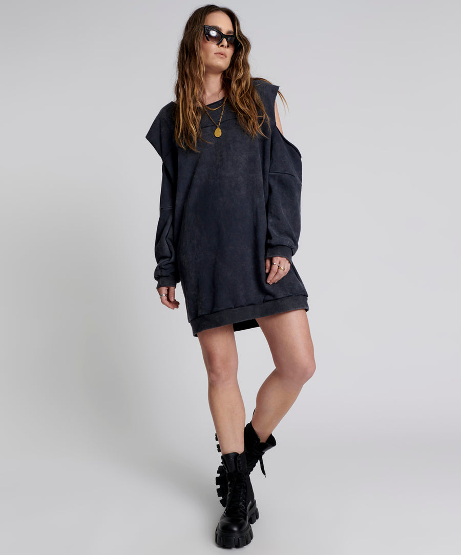 One Teaspoon Hold Tight Sweater Dress - Black Acid