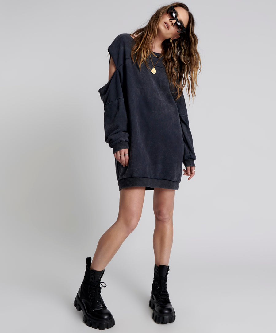 One Teaspoon Hold Tight Sweater Dress - Black Acid