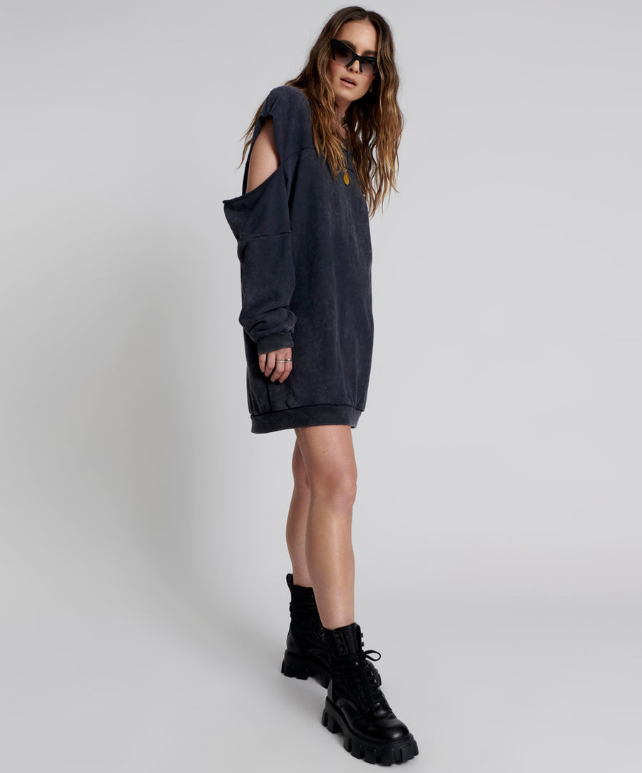 One Teaspoon Hold Tight Sweater Dress - Black Acid