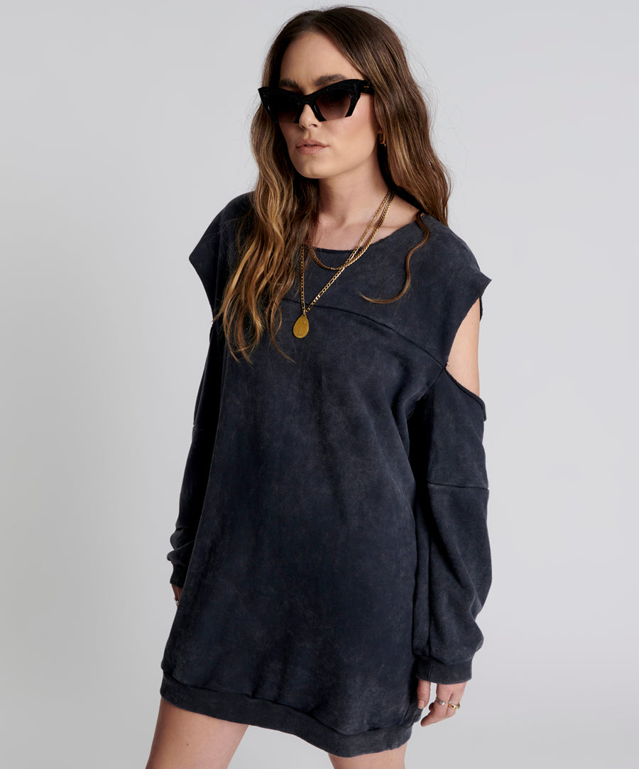 One Teaspoon Hold Tight Sweater Dress - Black Acid