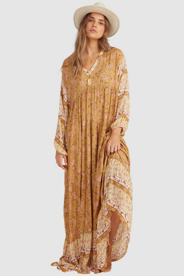 Billabong Shine On Eco Maxi Dress - Mustard