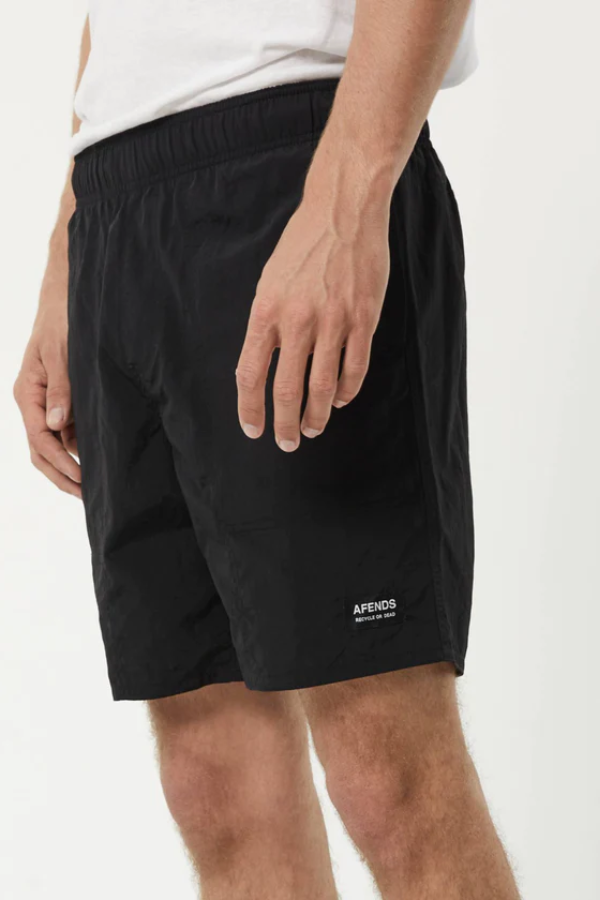 Afends Baywatch Misprint Elastic Waist Short - Black