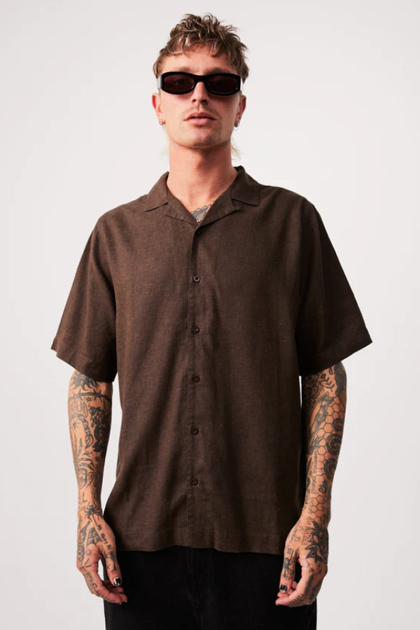 Afends Daily Hemp Cuban Short Sleeve Shirt - Coffee