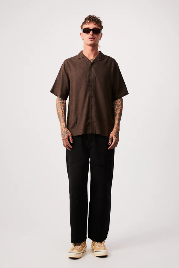 Afends Daily Hemp Cuban Short Sleeve Shirt - Coffee