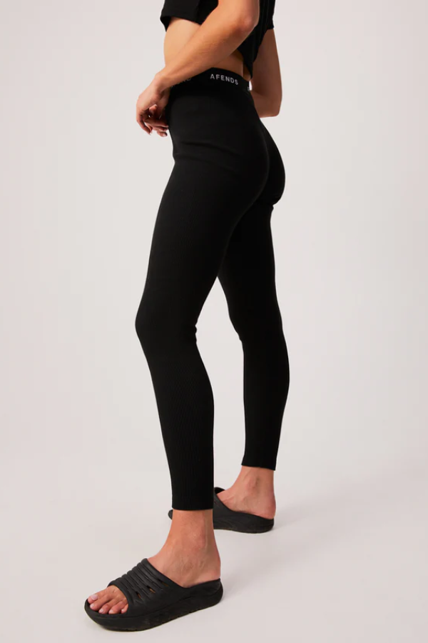 Afends Recycled Ribbed Leggings - Black