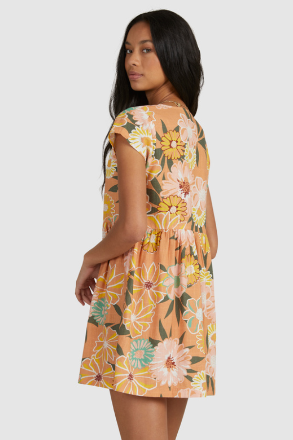 Roxy Oh Girl Slub Dress - Toasted Nut Bloom Boogie