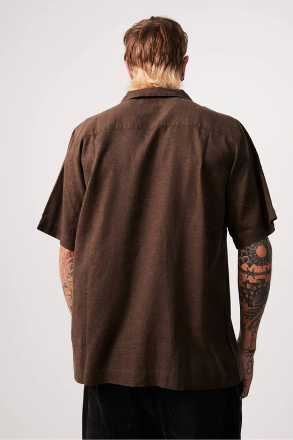 Afends Daily Hemp Cuban Short Sleeve Shirt - Coffee