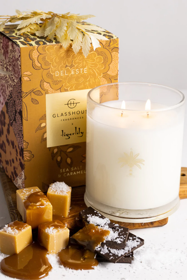 Glasshouse x Tigerlily Del Este Candle- Sea Salt & Caramel