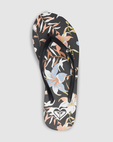 Roxy Bermuda Print  Jandals- Black/White/Orange