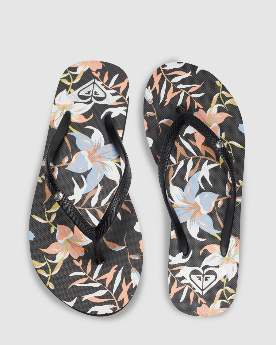 Roxy Bermuda Print  Jandals- Black/White/Orange