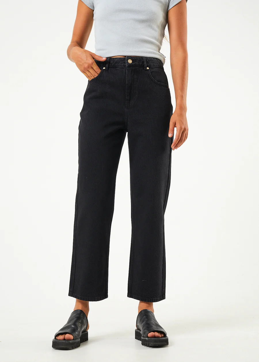 Afends Shelby Organic Denim Wide Leg Jeans - Washed Black