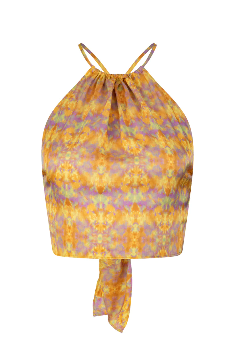 Tigerlily Yasmin Saffron High Neck Top - Kaleidoscope Gold