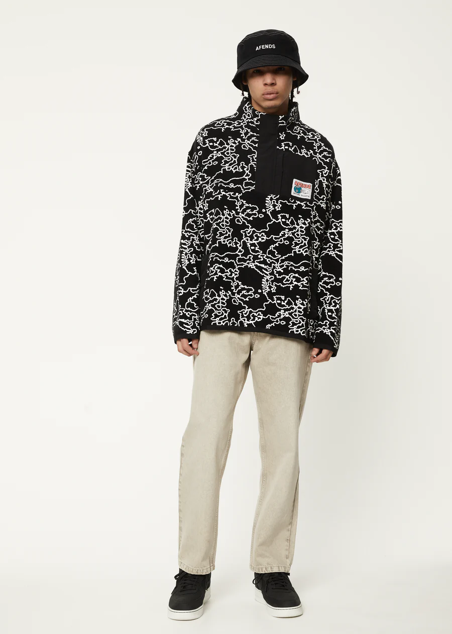 Afends Script Recycled Fleece Pullover - Black Camo