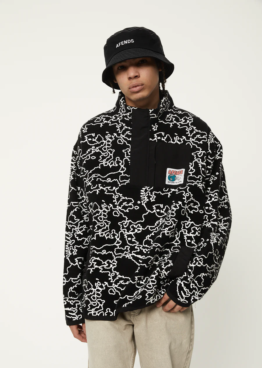 Afends Script Recycled Fleece Pullover - Black Camo