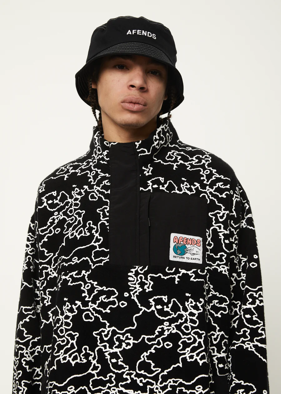 Afends Script Recycled Fleece Pullover - Black Camo