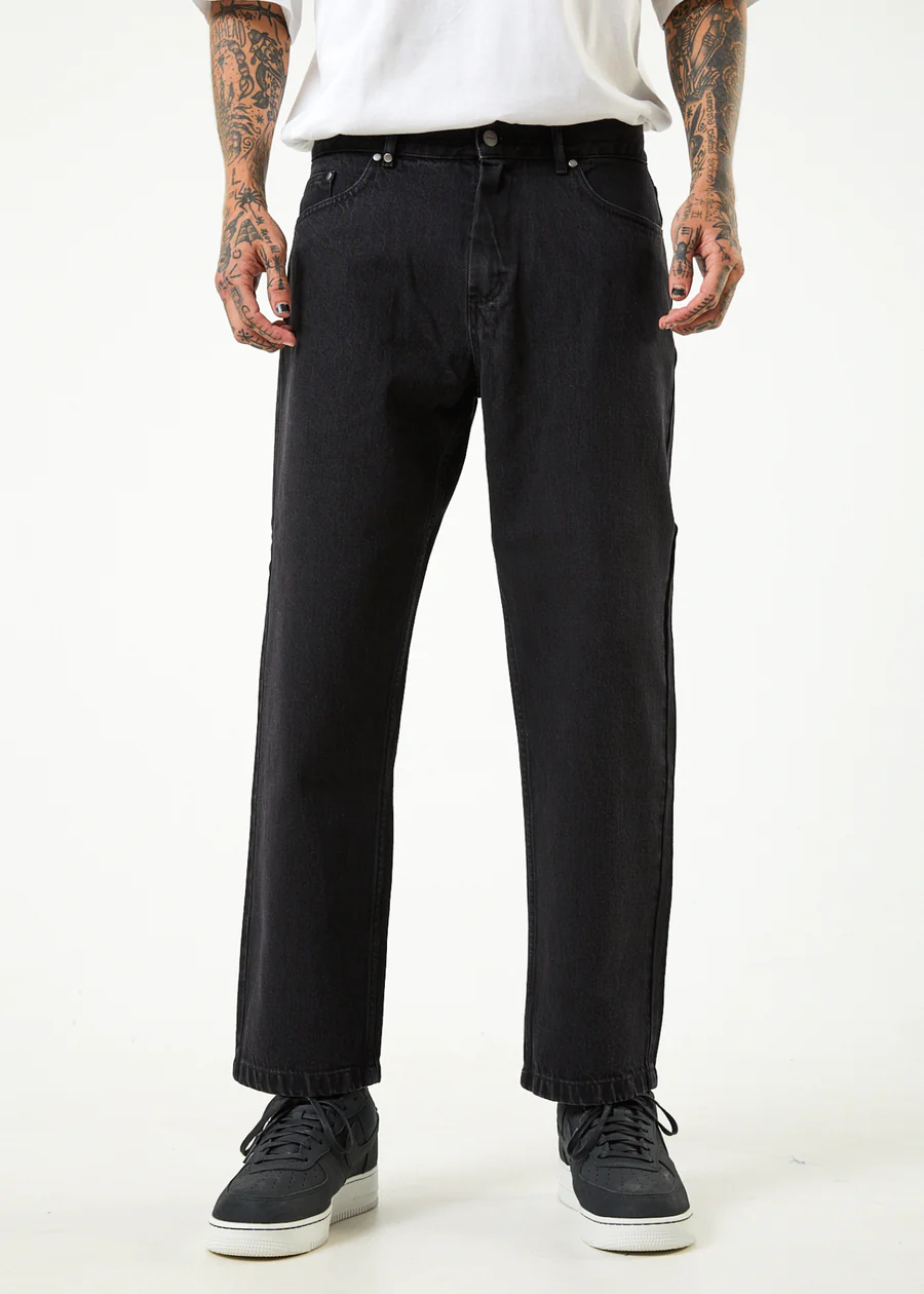 Afends Ninety Twos - Organic Relaxed Fit Jean - Washed Black