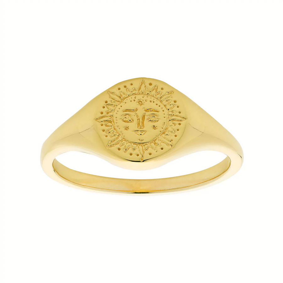 Midsummer Star Dainty Sun Signet Ring - Gold