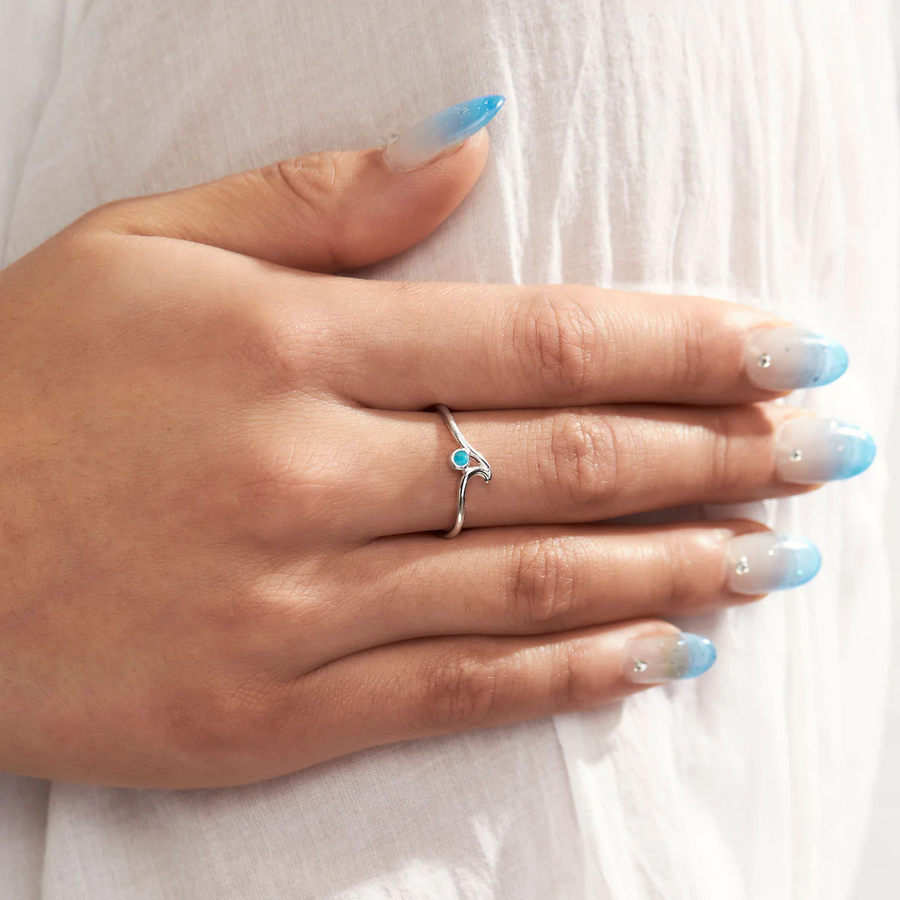 Midsummer Star Dainty Ripple Turquoise Ring