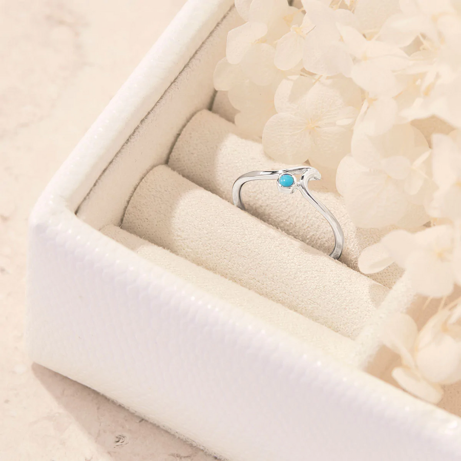 Midsummer Star Dainty Ripple Turquoise Ring