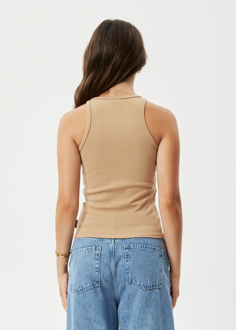 Afends Pearly Hemp Ribbed Singlet - Tan