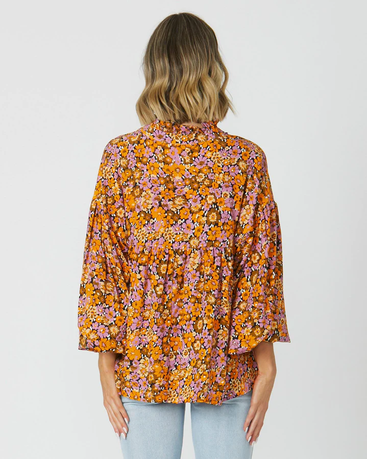 Sass Carmen Top - Toffee Floral