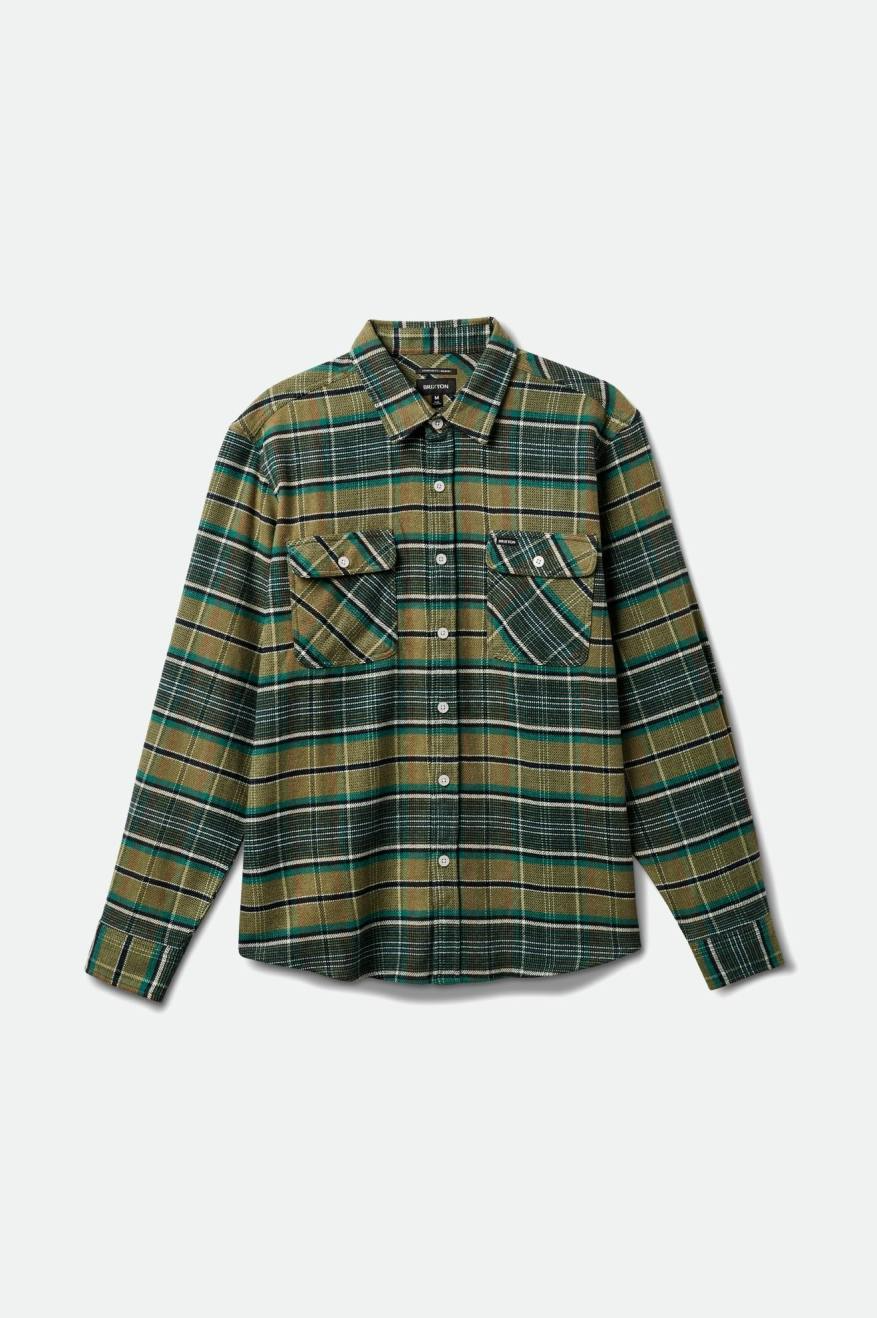 Brixton Bowery Stretch WR Flannel - Olive Surplus/Black