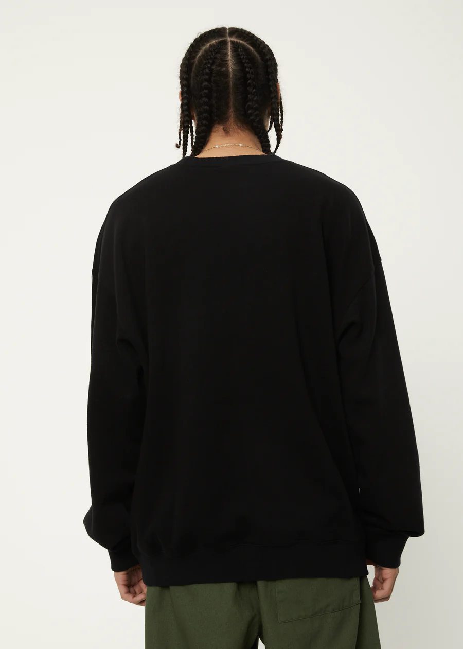 Afends Calico Recycled Crew Neck Jumper - Black