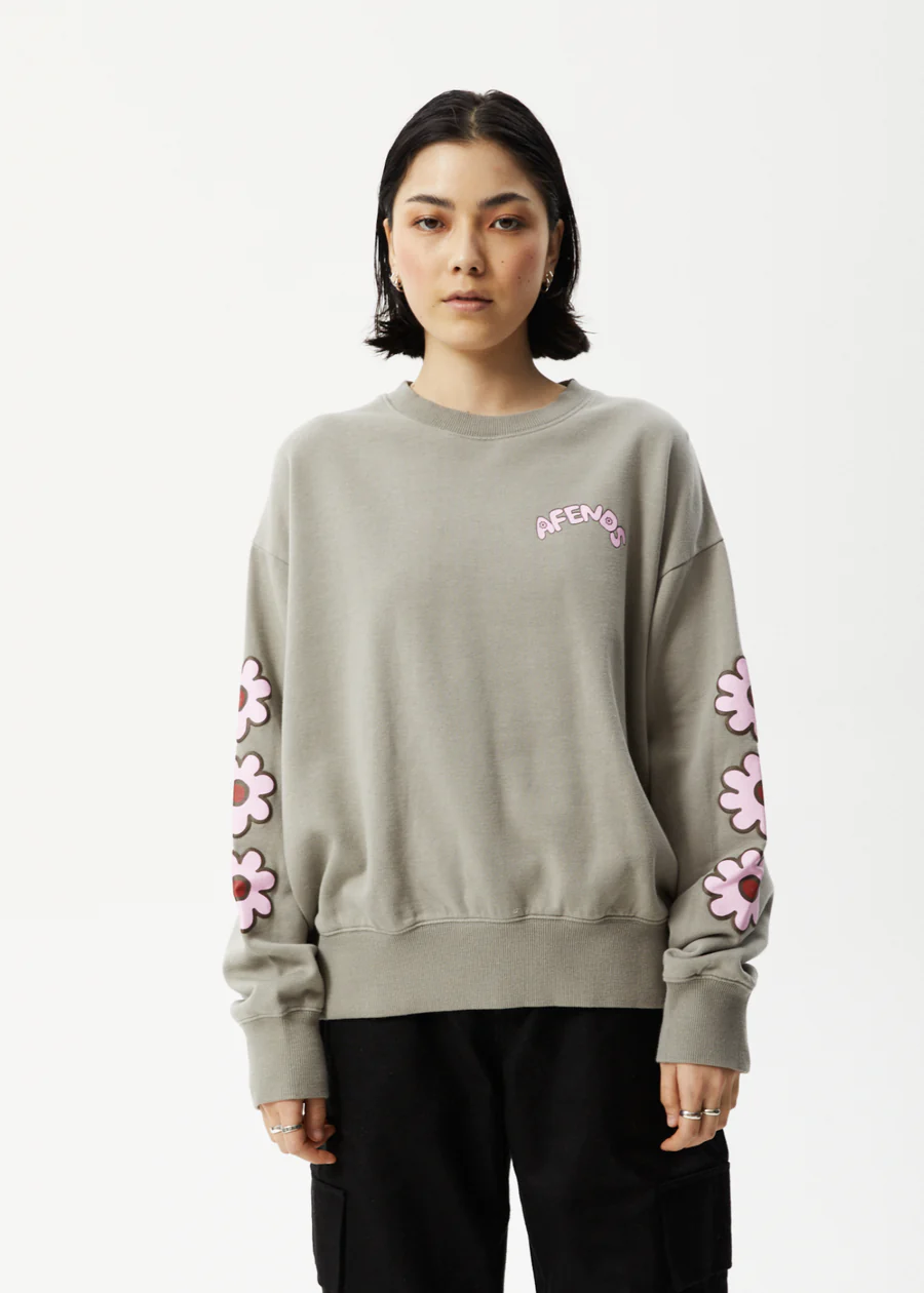 Afends Flower Recycled Crew Neck - Olive